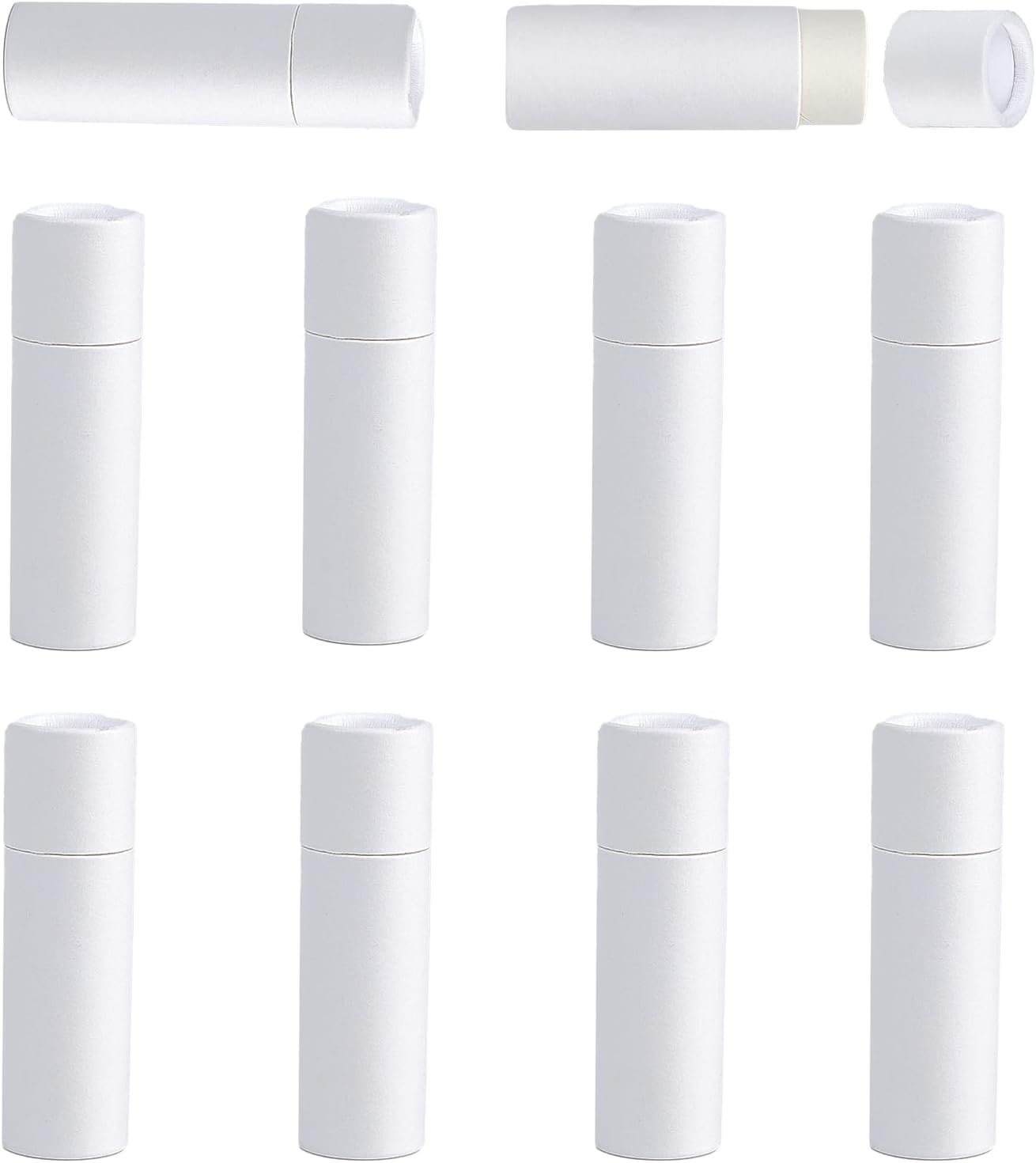NICENEEDED 10 Pcs Paperboard Lip Balm Tubes, White Paper Lipstick Tube, Cardboard Empty Lip Gloss Container Solid Perfume Tube Cosmetic Box for DIY Lip Gloss Balm Chapstick