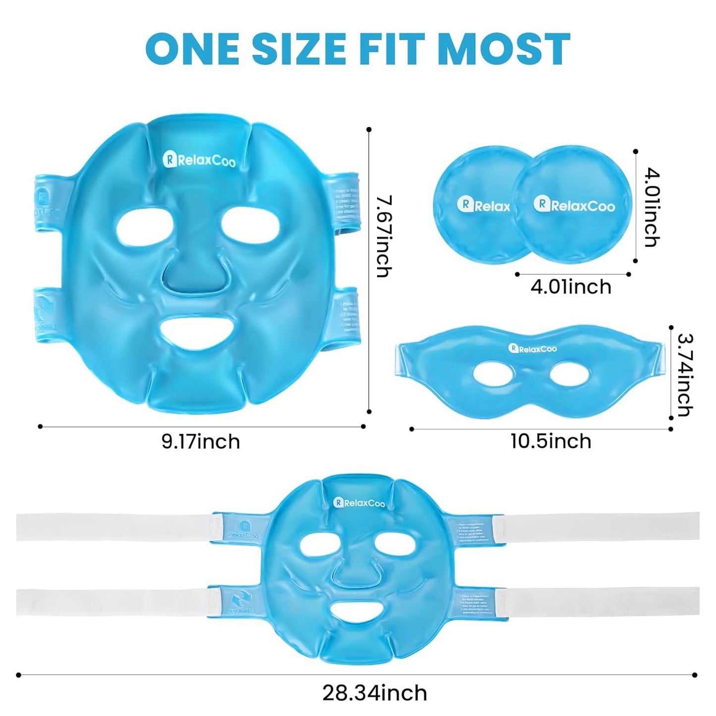 Ice Face Eye Mask for Dark Circles and Puffiness Cold Warm Compress, Gel Cold Cooling Face Mask Package for Women and Men, Migraines, Headache, Stress and Relaxation blue